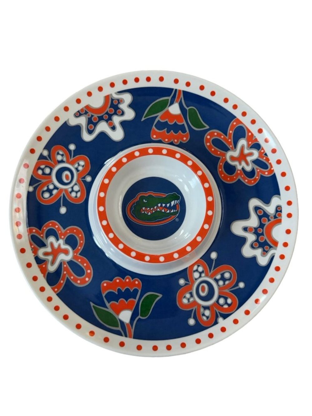Florida Gators Melamine Chip and Dip Tray 14” Blue Orange Serving Platter NCAA